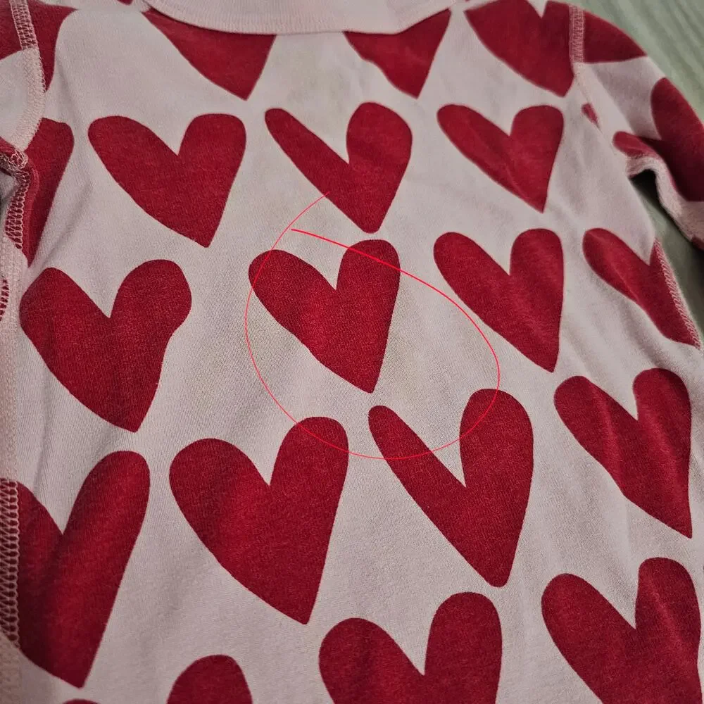 Hanna Andersson Pajama Set Pink Red Heart Print Valentines Long Sleeve Girls 4
